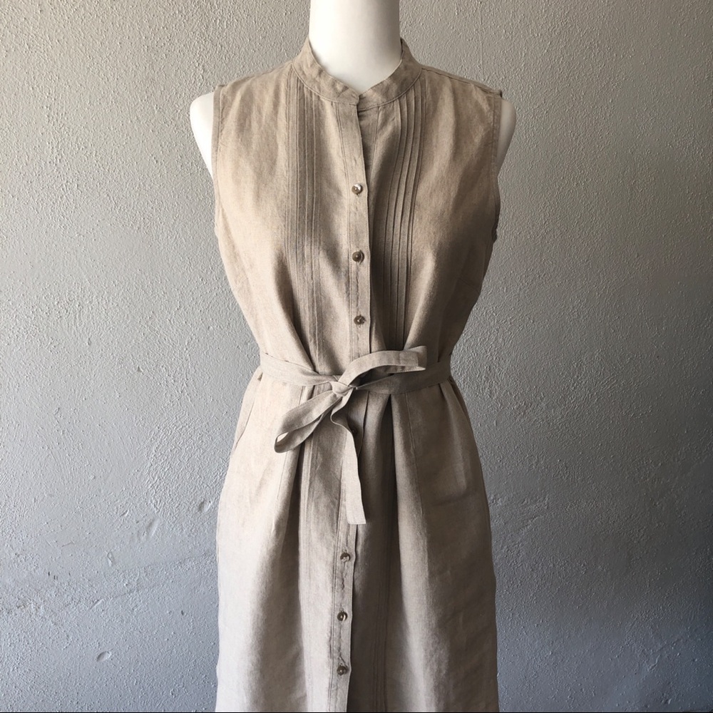 COPY - Beige Linen Sleeveless Dress